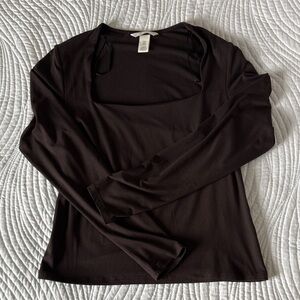 Elegant Brown Long Sleeve Top